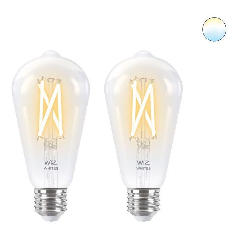 null - Wiz Filament Clear ST64 E27 Smart Light Bulb (Pack Of 2)