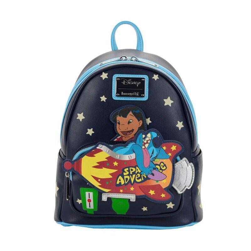 Loungefly Leather Disney Lilo & Stitch Space Adventure Mini Backpack (Glows In The Dark), , large image number 0
