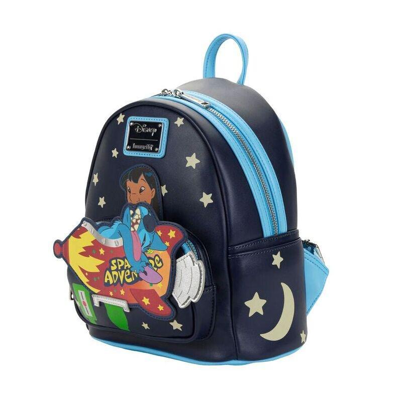 Loungefly Leather Disney Lilo & Stitch Space Adventure Mini Backpack (Glows In The Dark), , large image number 1