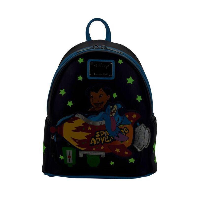 Loungefly Leather Disney Lilo & Stitch Space Adventure Mini Backpack (Glows In The Dark), , large image number 4