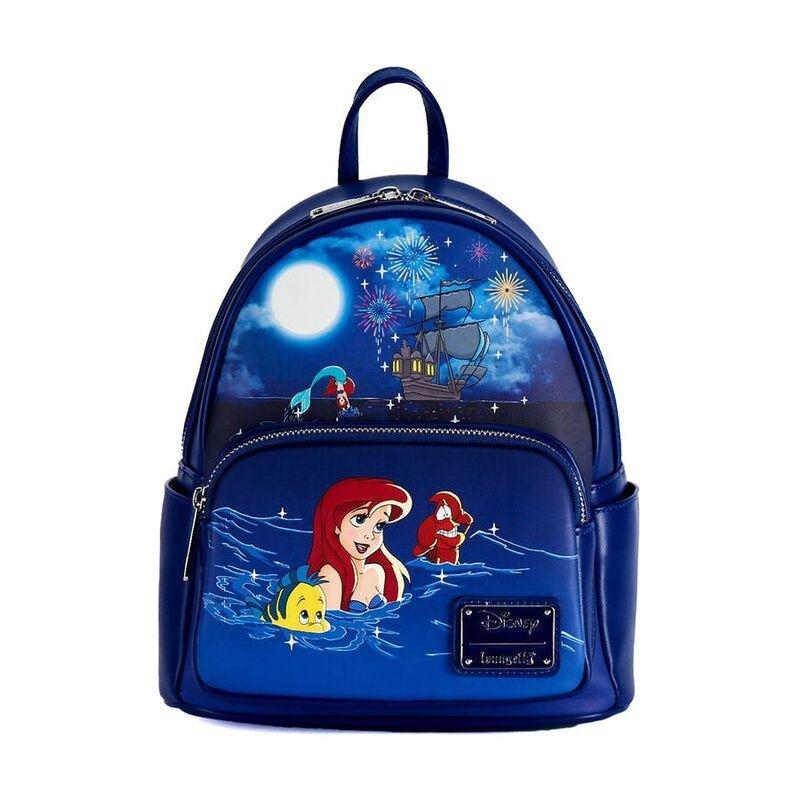 Loungefly Leather Disney The Little Mermaid Ariel Firework Mini Backpack (Glows In The Dark), , large image number 0