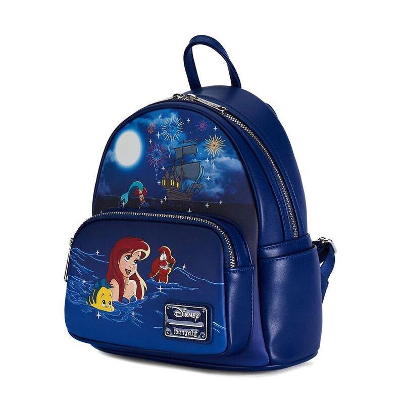 Loungefly Leather Disney The Little Mermaid Ariel Firework Mini Backpack (Glows In The Dark), , large image number 1