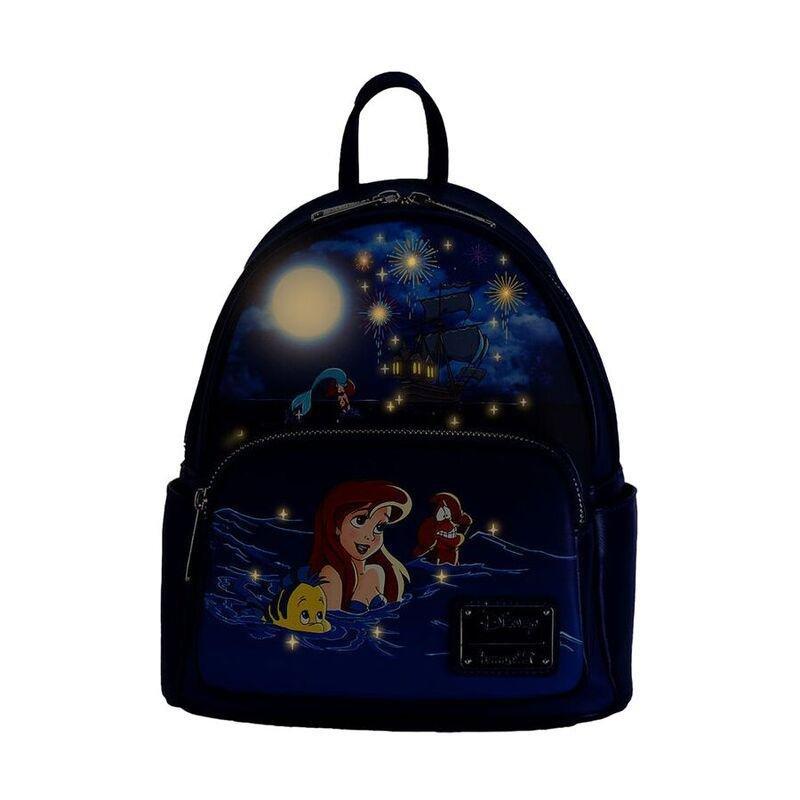 Loungefly Leather Disney The Little Mermaid Ariel Firework Mini Backpack (Glows In The Dark), , large image number 3