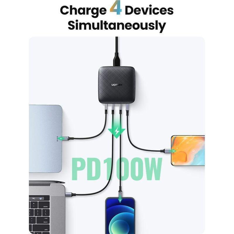 Ugreen 100W USB-C GaN PD Fast Charger Desktop Charger - 4 Ports, , large image number 2