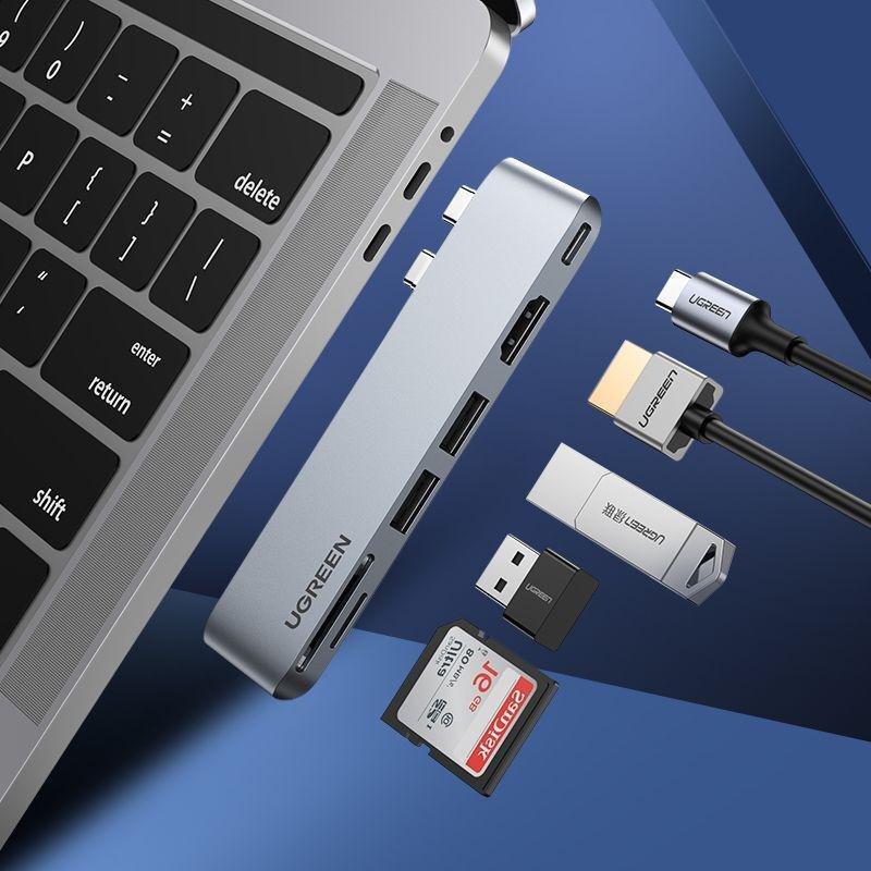 Ugreen 6-in-2 USB-C Hub for MacBook Pro - Grey, , large image number 1