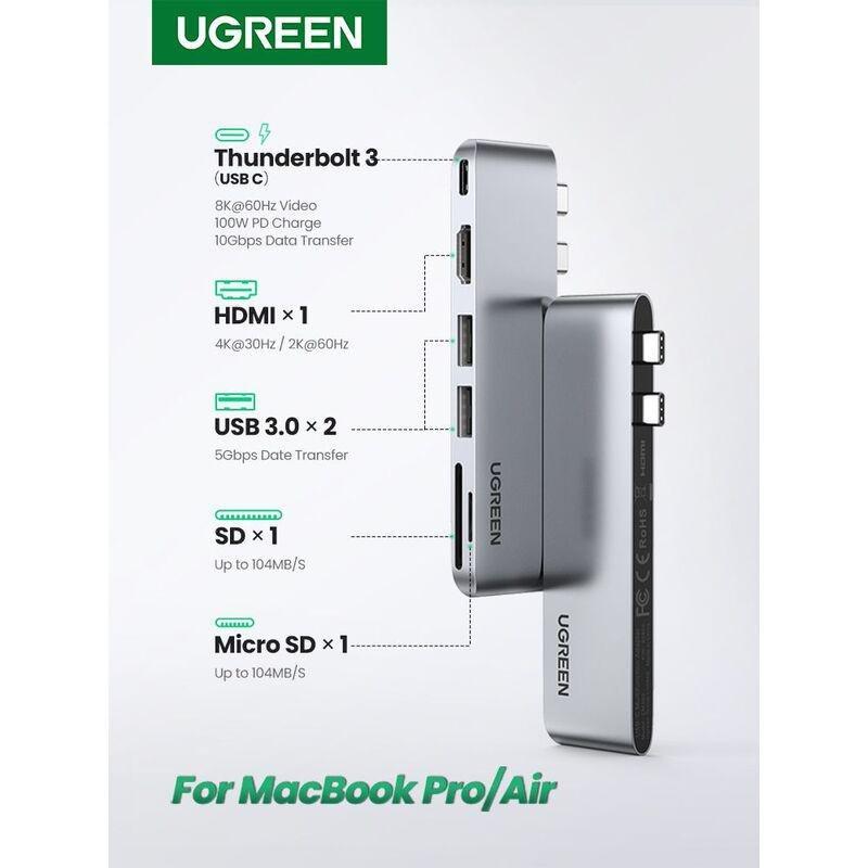 Ugreen 6-in-2 USB-C Hub for MacBook Pro - Grey, , large image number 4