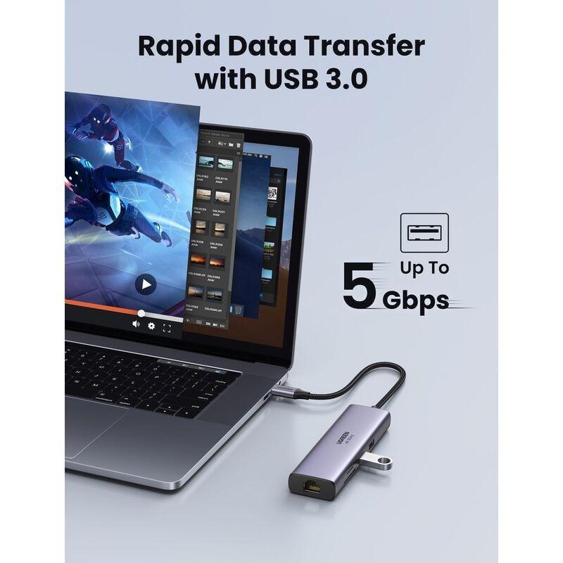 Ugreen 7-in-1 Multiport Adapter 4K@60Hz Hub - Grey, , large image number 4