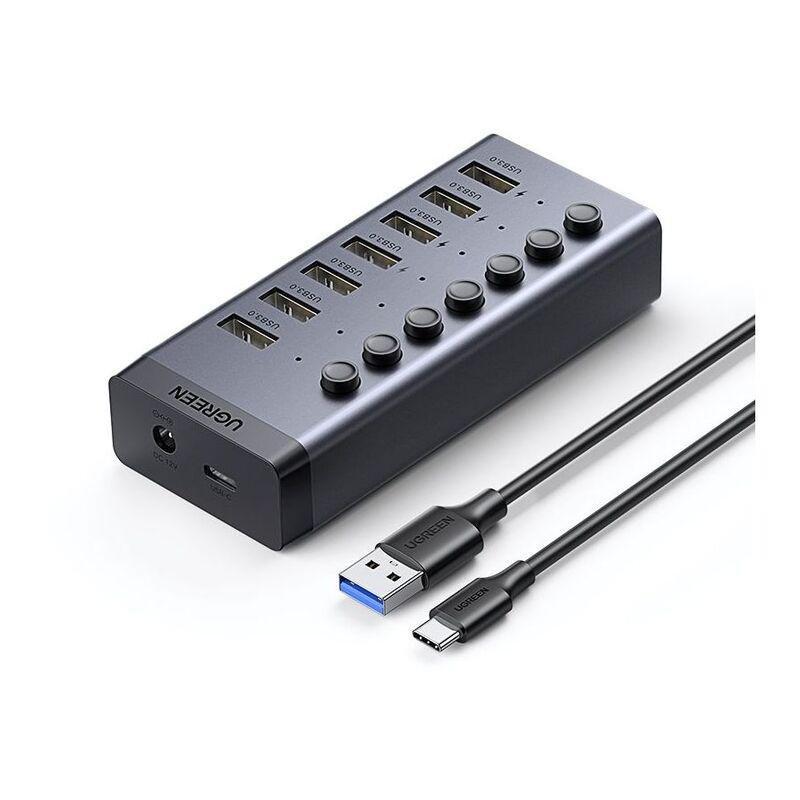 UGREEN 7 Port USB-A 3.0 Hub 12V2A Power Supply USB-C Input (UK) 5Gbps, , large image number 0