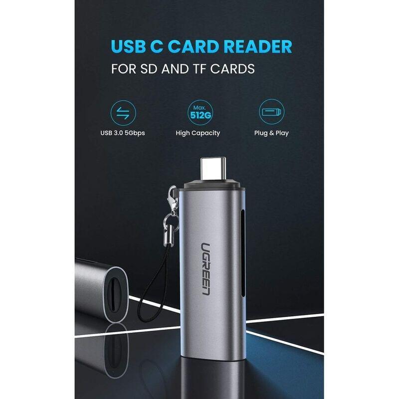 Ugreen 2-in-1 USB C OTG Card Reader - Silver, , medium