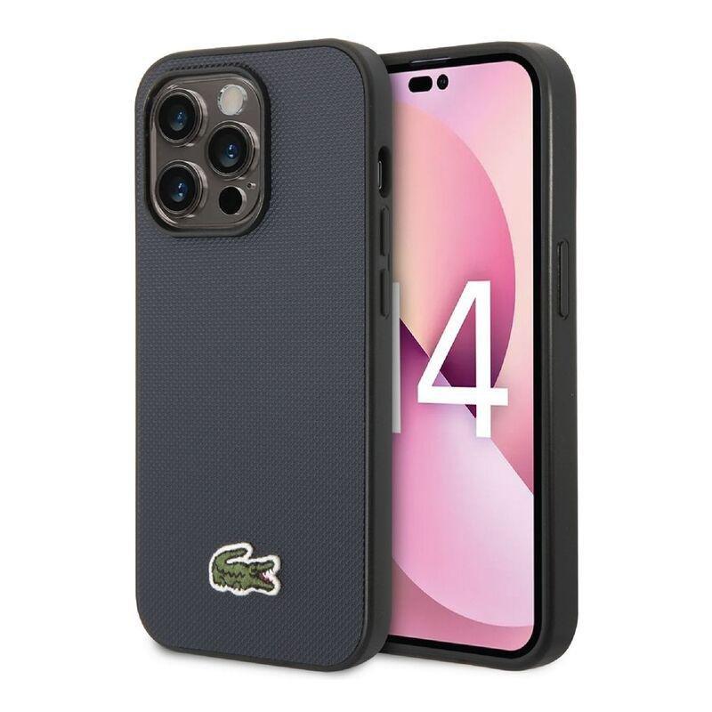 Lacoste Hard Case Iconic Petit Pique PU Woven Logo Estragon For iPhone 14 Pro Max - Blue, , large image number 0