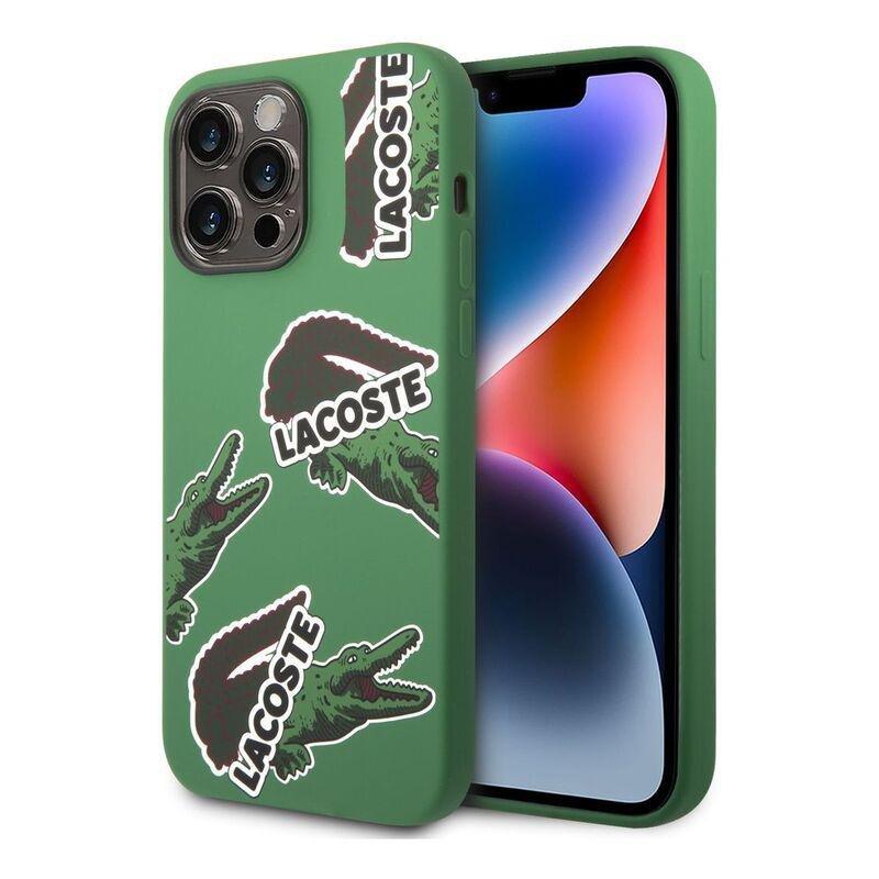 Lacoste Hard Case Liquid Silicone / Microfiber Allover Pattern For iPhone 14 Pro Max - Green, , large image number 0