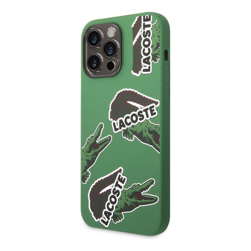 Lacoste Hard Case Liquid Silicone / Microfiber Allover Pattern For iPhone 14 Pro Max - Green, , large image number 1