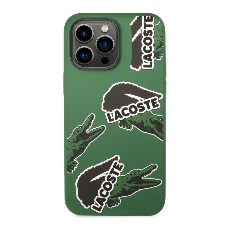 Lacoste Hard Case Liquid Silicone / Microfiber Allover Pattern For iPhone 14 Pro Max - Green, , large image number 2