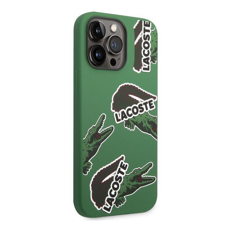 Lacoste Hard Case Liquid Silicone / Microfiber Allover Pattern For iPhone 14 Pro Max - Green, , large image number 3