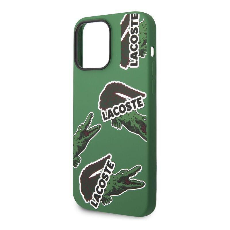 Lacoste Hard Case Liquid Silicone / Microfiber Allover Pattern For iPhone 14 Pro Max - Green, , large image number 5