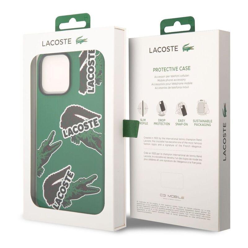 Lacoste Hard Case Liquid Silicone / Microfiber Allover Pattern For iPhone 14 Pro Max - Green, , large image number 7