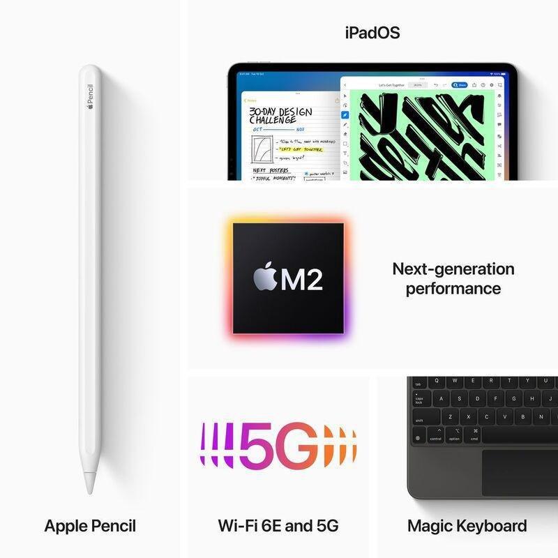 Apple iPad Pro 12.9 Inch M2 Chip Wi-Fi & Cellular Tablet 128GB (Gen 6) - Silver, , large image number 6