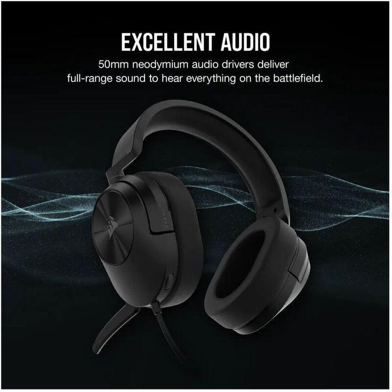 Corsair HS55 STEREO Wired Gaming Headset - Carbon, , large image number 1