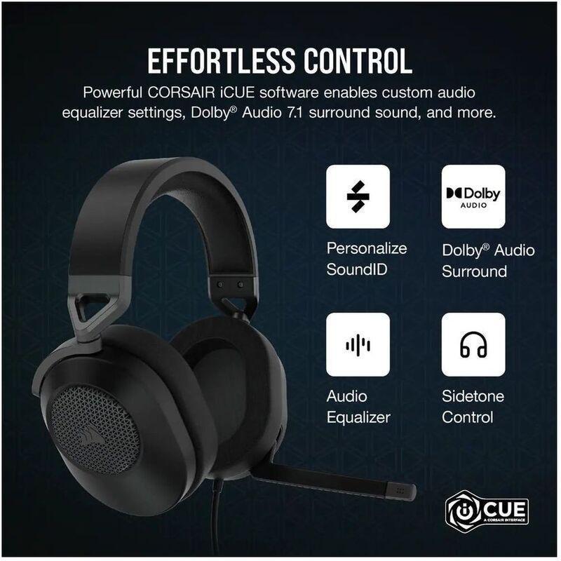 Corsair HS65 SURROUND Wired Gaming Headset - Carbon, , large image number 6