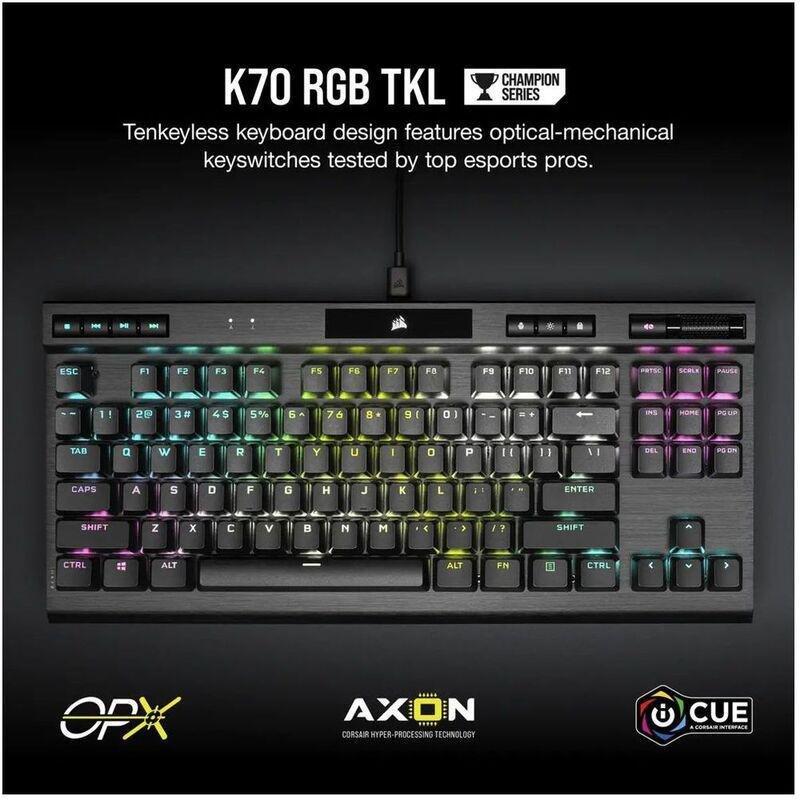 Corsair K70 RGB TKL CHAMPION SERIES Optical-Mechanical Gaming Keyboard with PBT DOUBLE SHOT PRO Keycaps (US English), , large image number 5