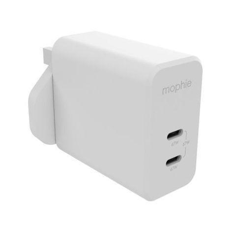 Mophie Power Adapter USB C PD Dual 67W GaN - White - UK, , large image number 0