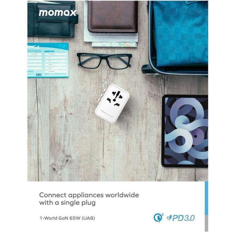 Momax 1-World 65W GaN AC Travel Adaptor - Black, , large image number 1
