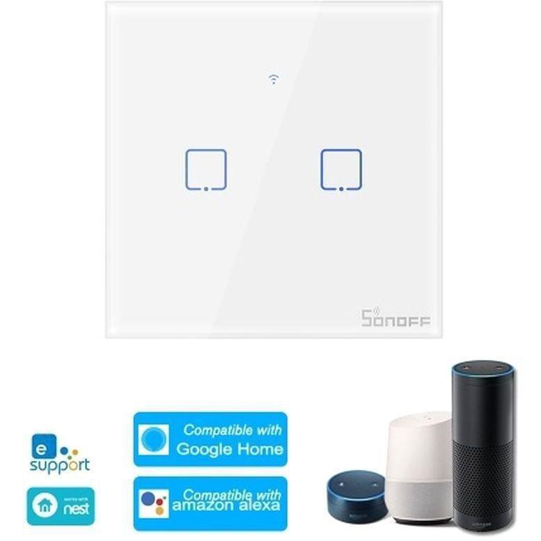 Sonoff T0UK2C-Tx 2 Gang Smart Wi-Fi Wall Light Smart Switch, , large image number 1