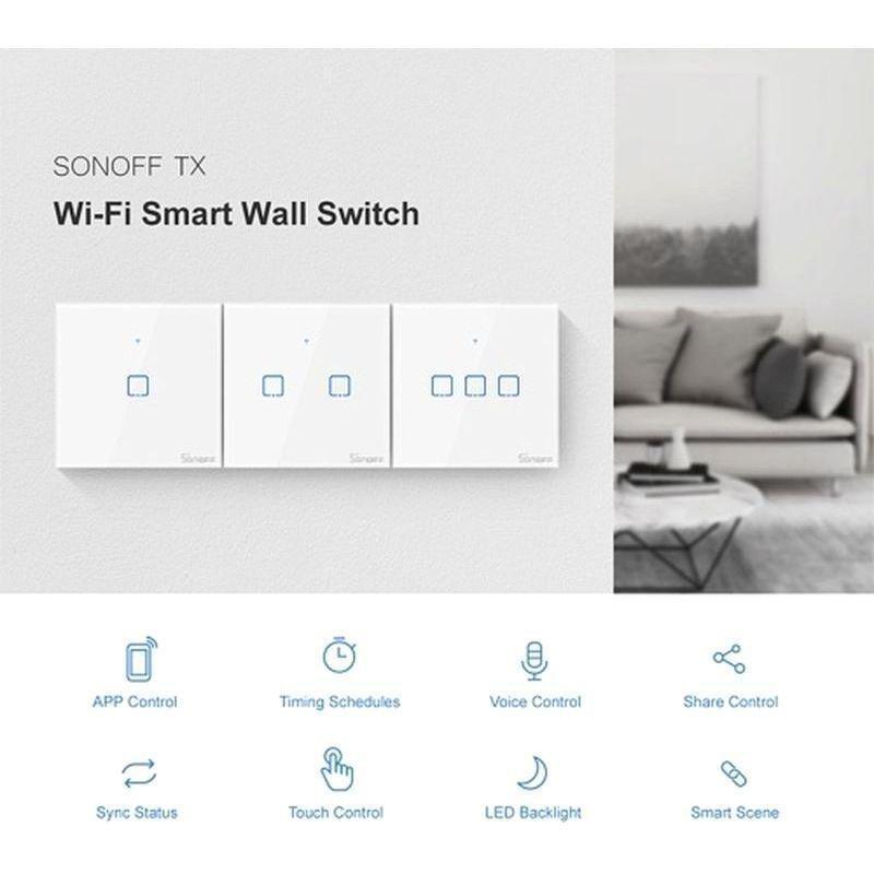 Sonoff T0UK2C-Tx 2 Gang Smart Wi-Fi Wall Light Smart Switch, , large image number 2