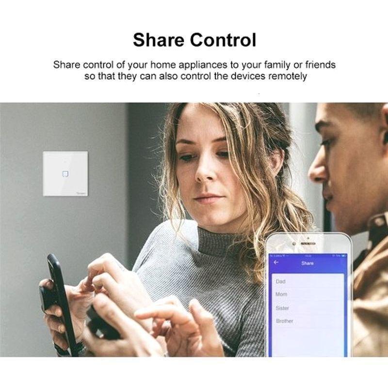 Sonoff T2UK1C-Tx UK Plug 1 Gang Wi-Fi Smart Touch Light Switch Glass Panel Switch, , large image number 3