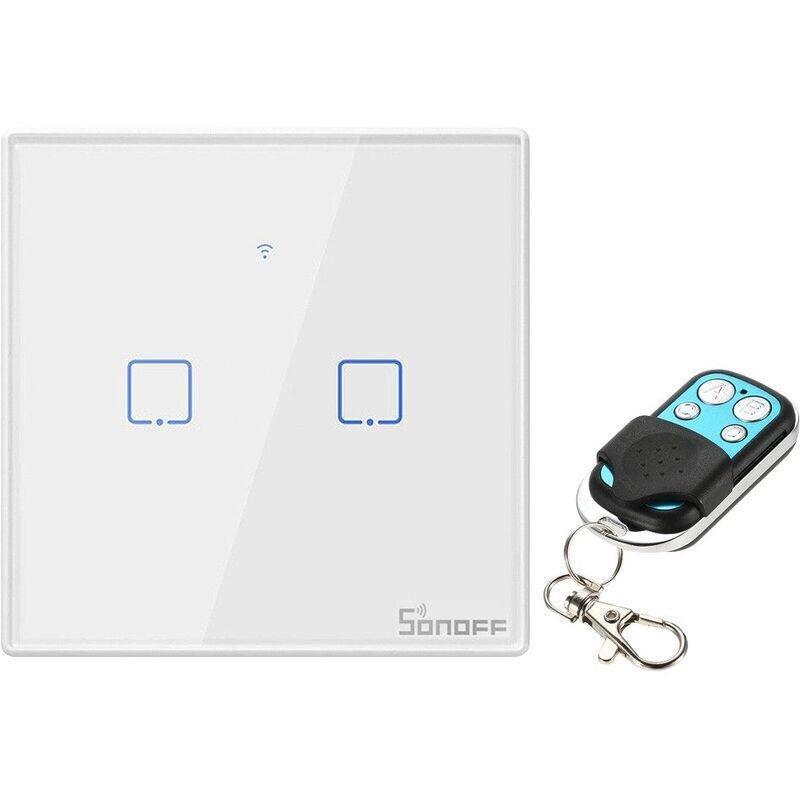 Sonoff T2UK32C-Tx UK Plug 2 Gang Glass Panel Wireless Wi-Fi Smart Touch Light Switch, , large image number 0