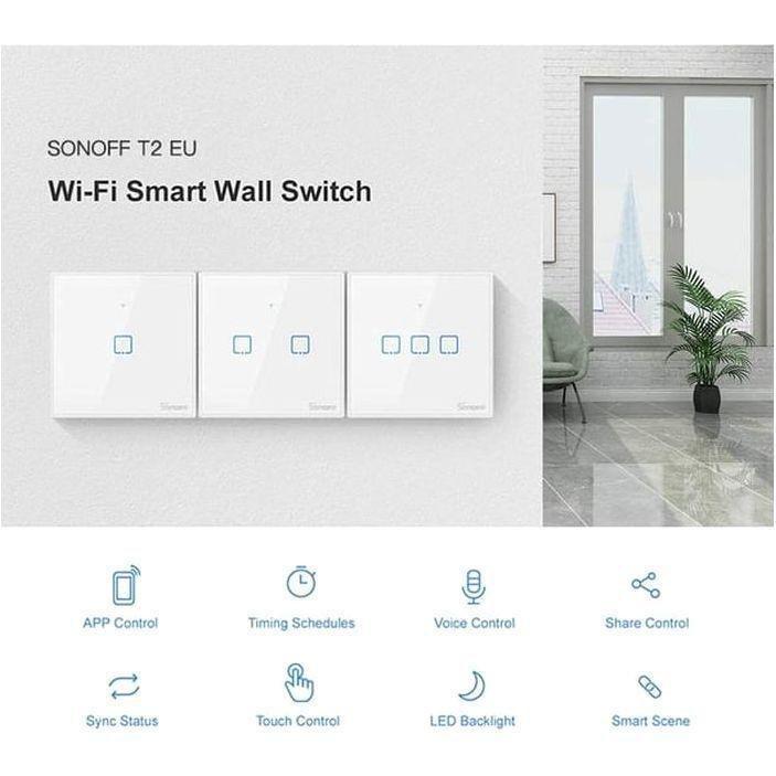 Sonoff T1UK1C-Tx 1 Gang Smart Wi-Fi Wall Light Switch 433MHz RF Remote Control, , large image number 1