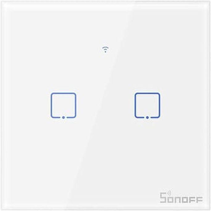 Sonoff T1UK2C-Tx 2 Gang Smart Wi-Fi Wall Light Switch 433MHz RF Remote Control, , large image number 0
