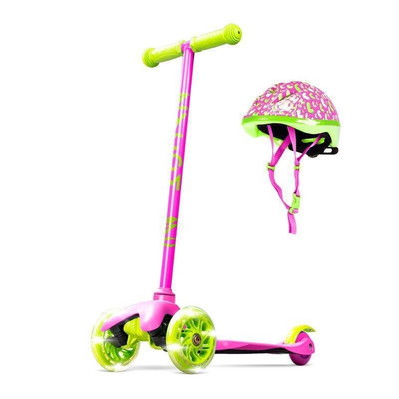 Zycom Zipper Kids' Light-Up Scooter & Helmet Combo - Pink/Lime XS/S, , large image number 0