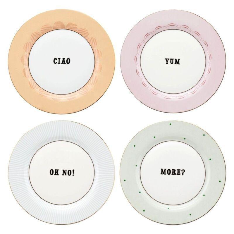 Yvonne Ellen Slogan Side Plates (Set Of 4), , large image number 0