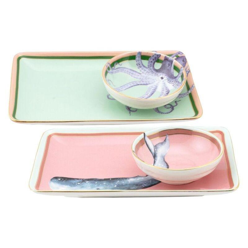 Yvonne Ellen Sushi Plates With Dip Bowls And Chopsticks (Set of 2), , large image number 0