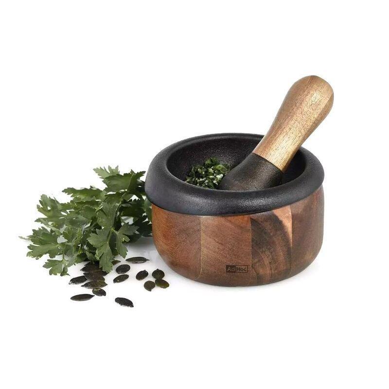 Adhoc Mortar & Pestle 13cm Cast - Iron & Wood, , large image number 1