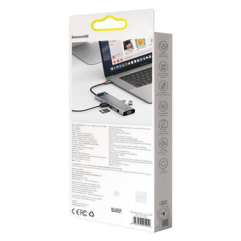 Baseus Metal Gleam Series 11-in-1 Multifunctional Type-C HUB Docking Station - Space Gray, , large image number 8