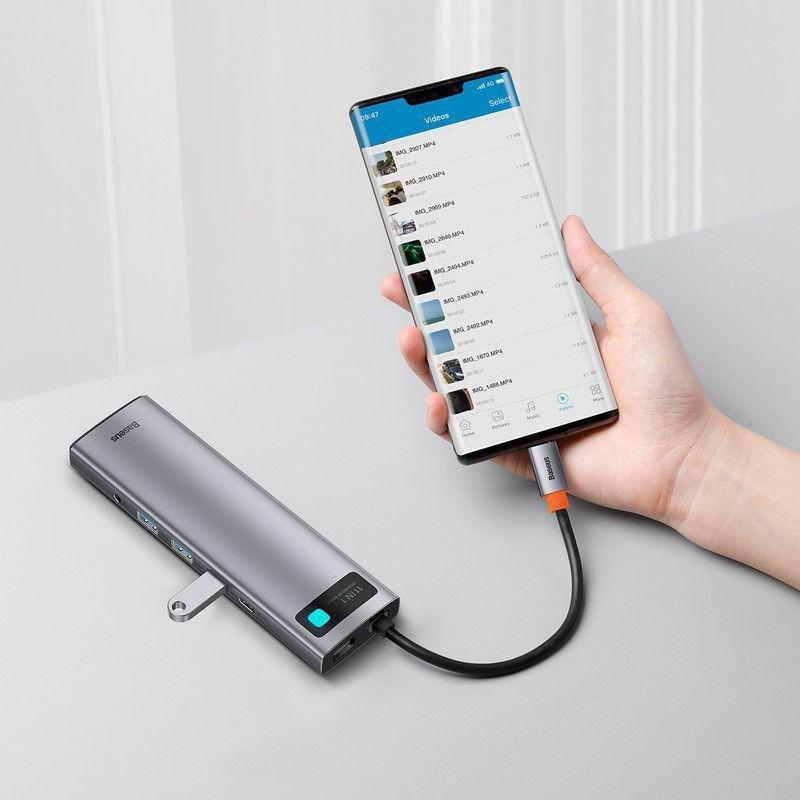 Baseus Metal Gleam Series 11-in-1 Multifunctional Type-C HUB Docking Station - Space Gray, , large image number 9