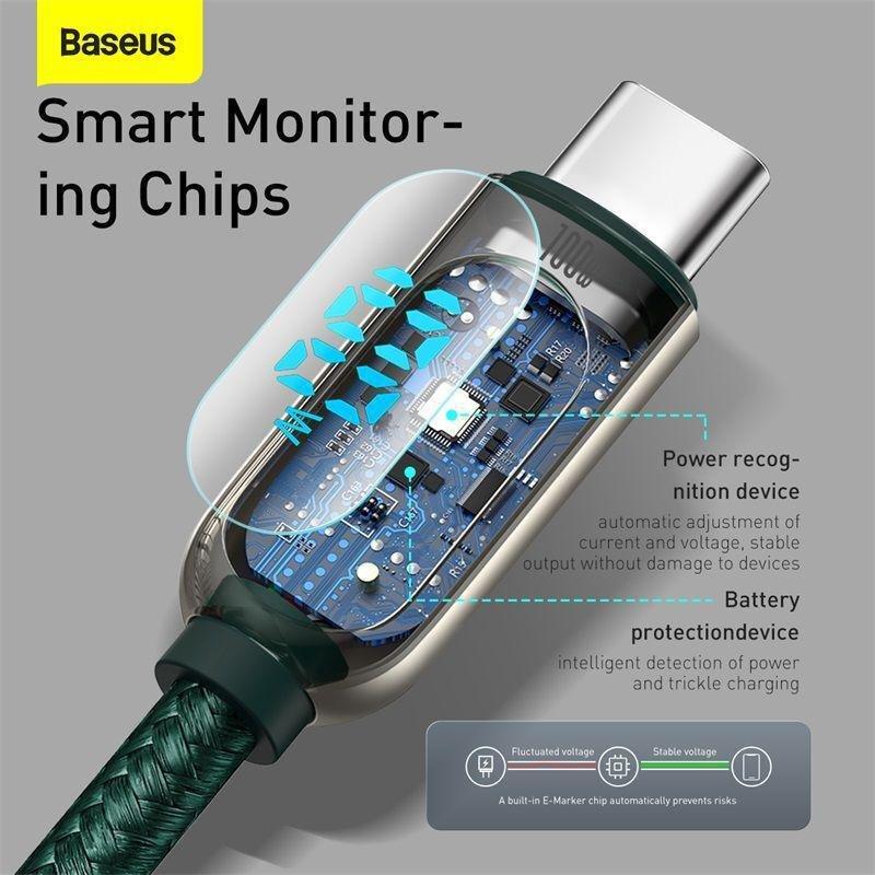 Baseus Display Fast Charging Data Cable Type-C to Type-C 100W 2m - Green, , large image number 6
