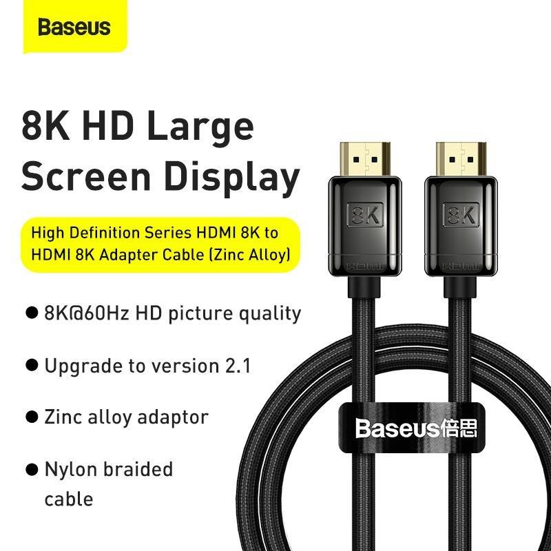 Baseus High Definition Series HDMI 8K to HDMI 8K Adapter Cable 1m - Black, , large image number 3