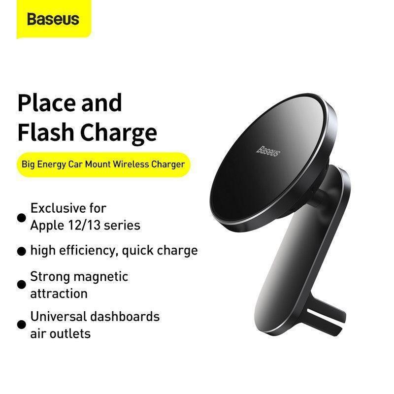 Baseus Big Energy Car Mount Wireless Charger - Black, , large image number 9