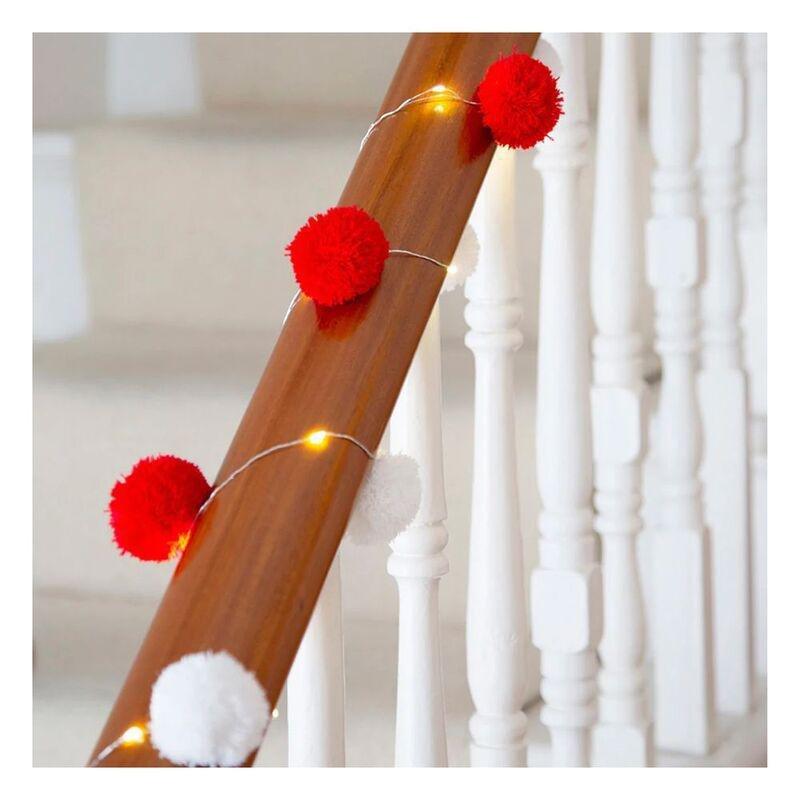 Talking Tables Red And White Pom Pom Lights 20 LED 2m, , large image number 2