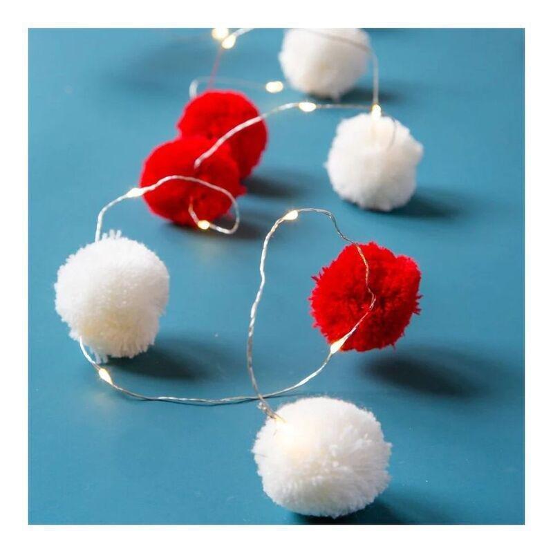 Talking Tables Red And White Pom Pom Lights 20 LED 2m, , large image number 3