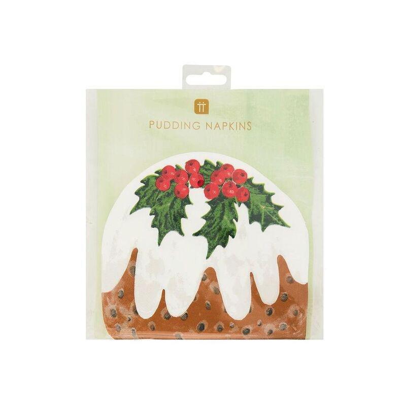 Talking Tables Botanical Holly Shaped Pudding Napkin (Pack of 16), , medium