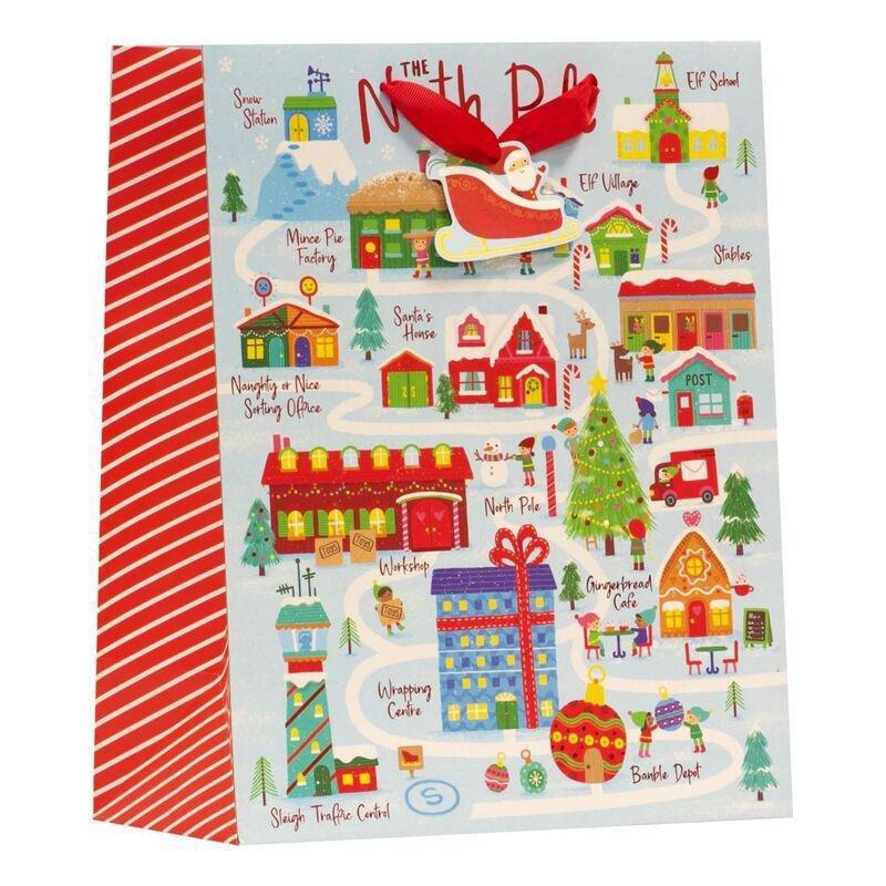 Design By Violet Christmas Gift Bag - Elf Village Bag - Large, , large image number 0