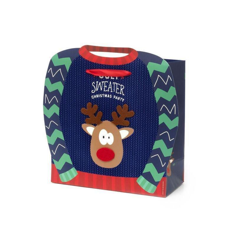 Legami Christmas Gift Bag - Large - Reindeer, , medium