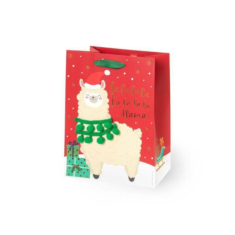Legami Christmas Gift Bag - Medium - Llama, , large image number 0