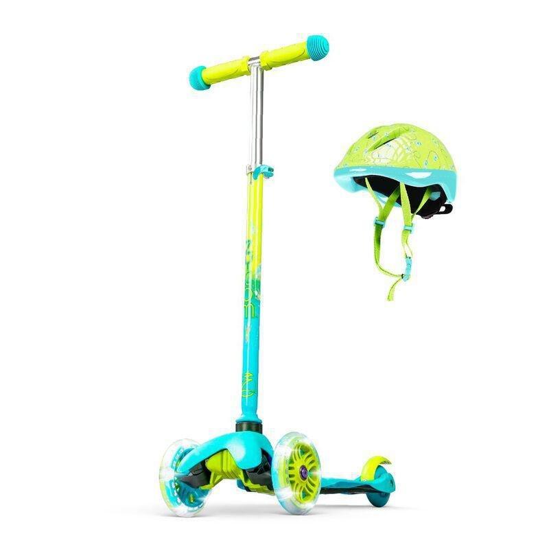 Zycom Zinger Kids' Light-Up Scooter & Helmet Combo - Teal/Lime XS/S, , medium