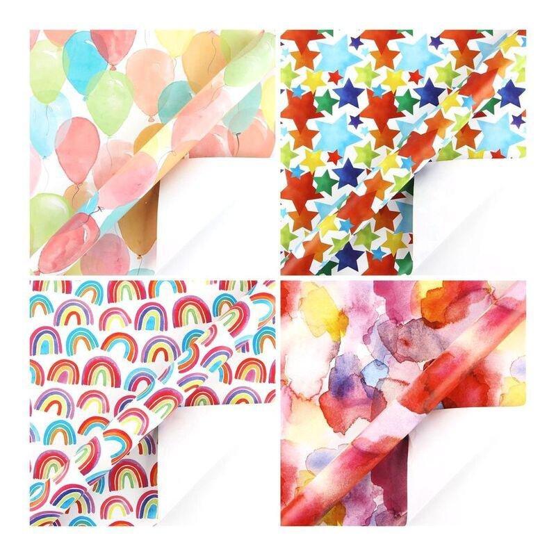 Craftbox Assorted Colorful Gift Wraps Gift Wrapping Paper (70 x 50cm) (80gsm) (Set of 4), , medium