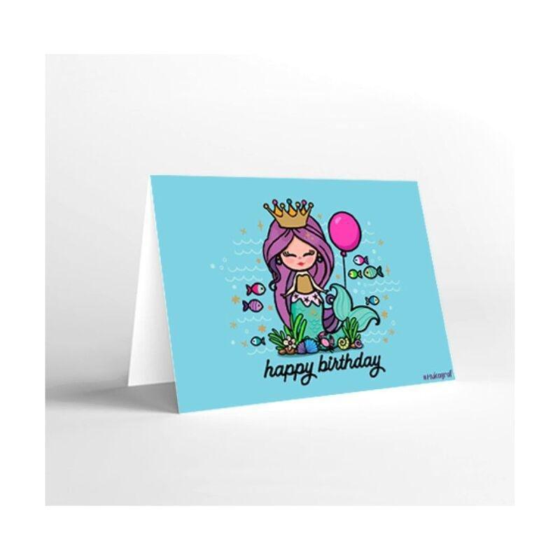 Mukagraf Mini Happy Birthday(Mermaid)Greeting Card(11X8Cm), , medium